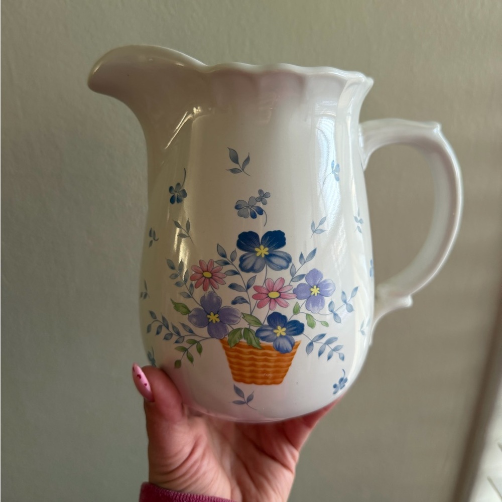 Vintage Floral Ceramic Pitcher